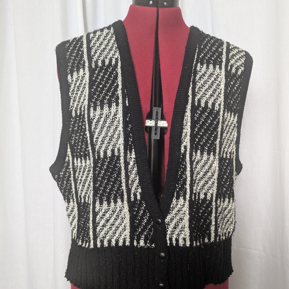 Vintage Black and White Knit Vest